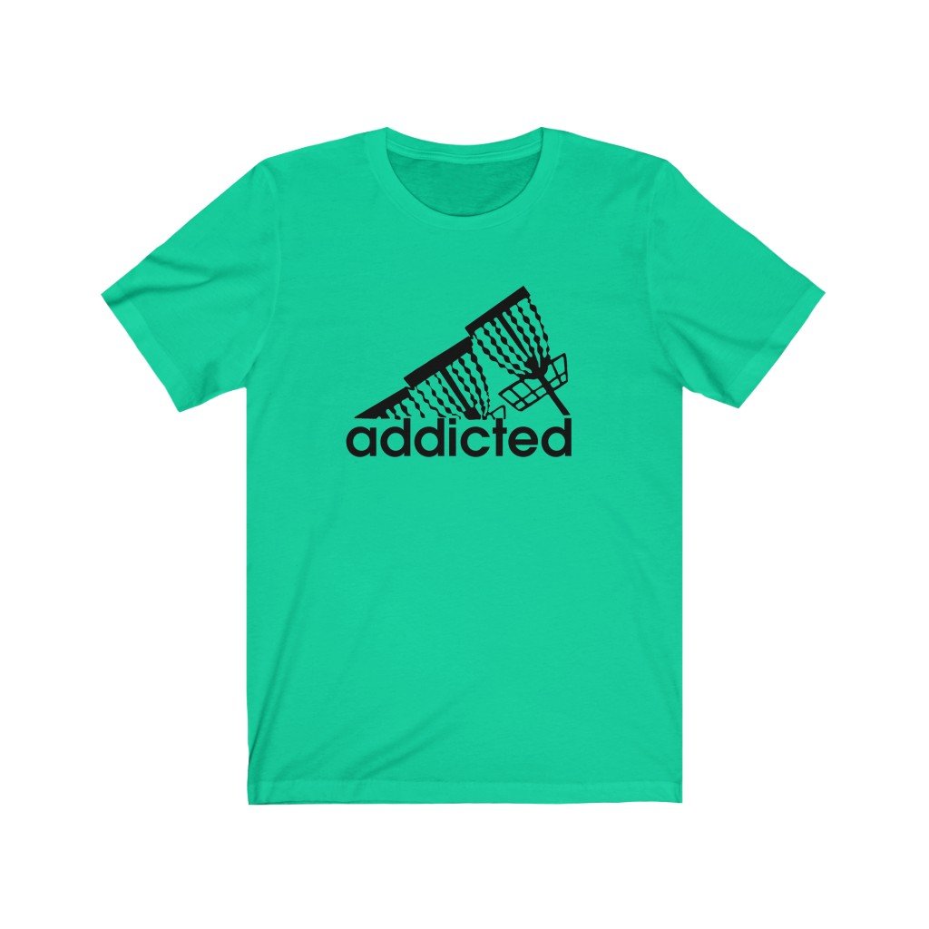 Addicted (to disc golf) Black logo- 100% cotton Unisex Jersey Short Sleeve Tee