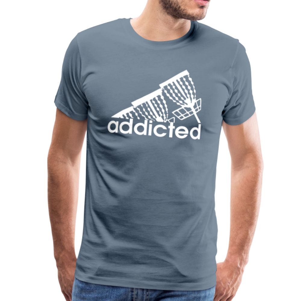 Addicted (to frisbee golf) Men's Premium T-Shirt - steel blue