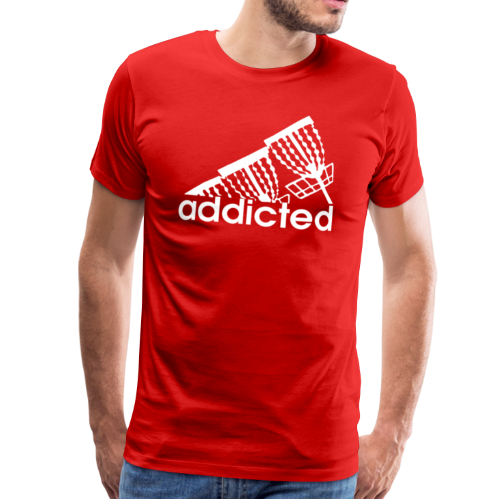 Addicted (to frisbee golf) Men's Premium T-Shirt - red