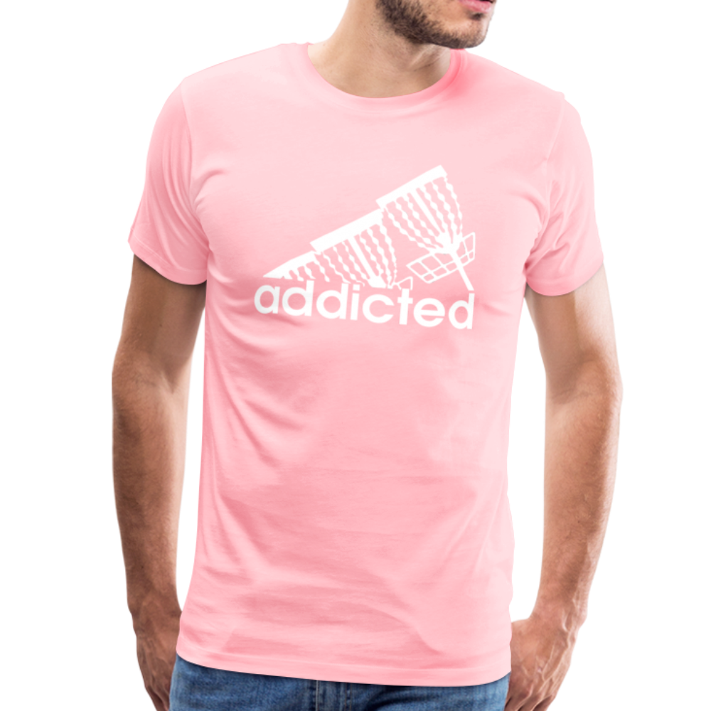 Addicted (to frisbee golf) Men's Premium T-Shirt - pink