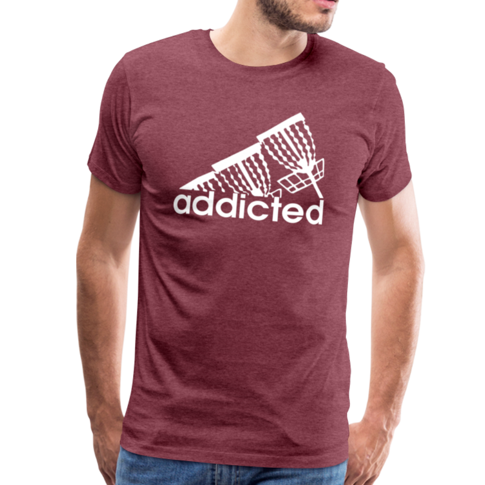 Addicted (to frisbee golf) Men's Premium T-Shirt - heather burgundy