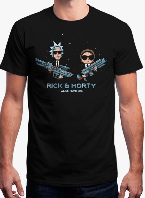 ALIEN HUNTERS - RICK AND MORTY Black T-shirt