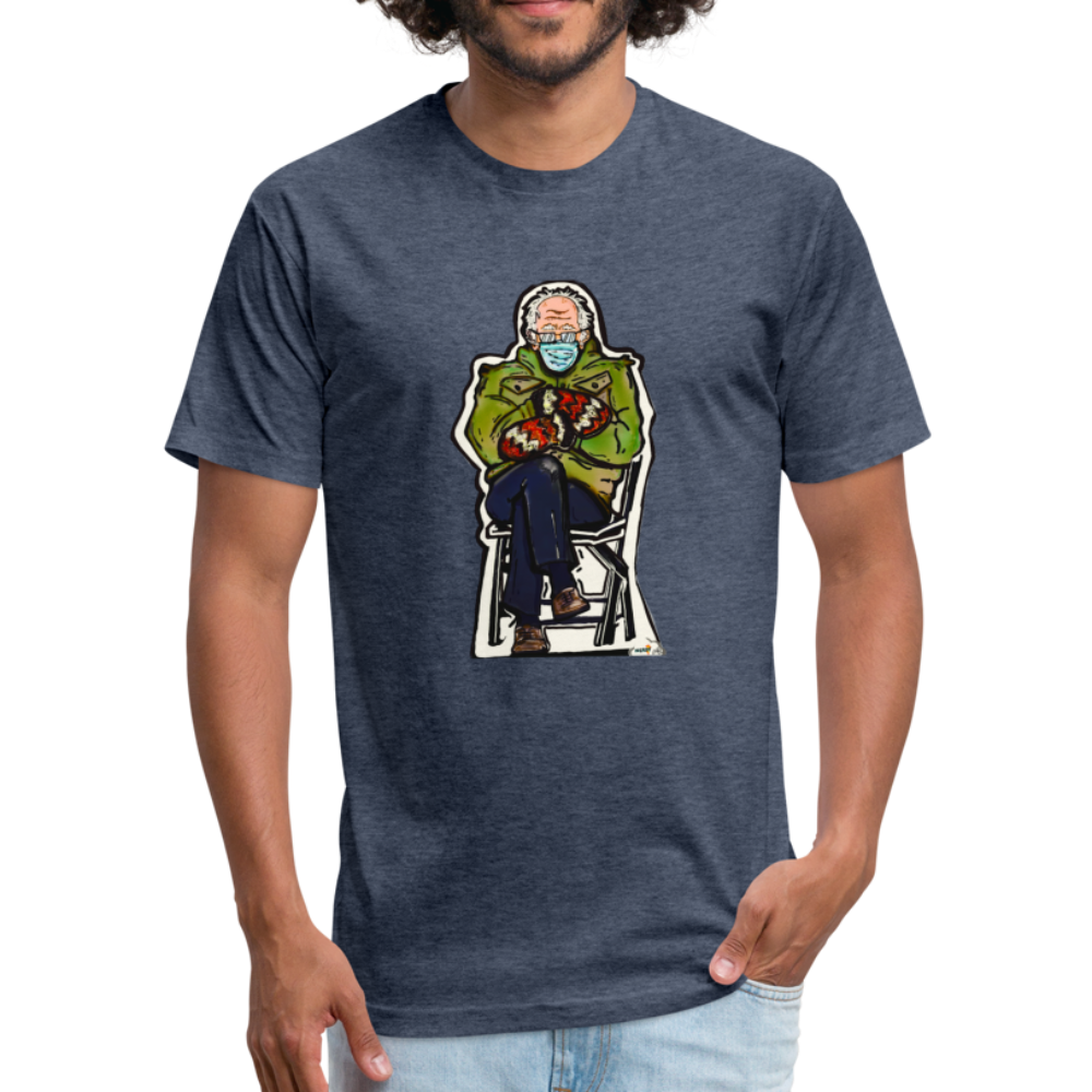 Bernie at the inauguration-Fitted Cotton/Poly T-Shirt by Next Level - heather navy