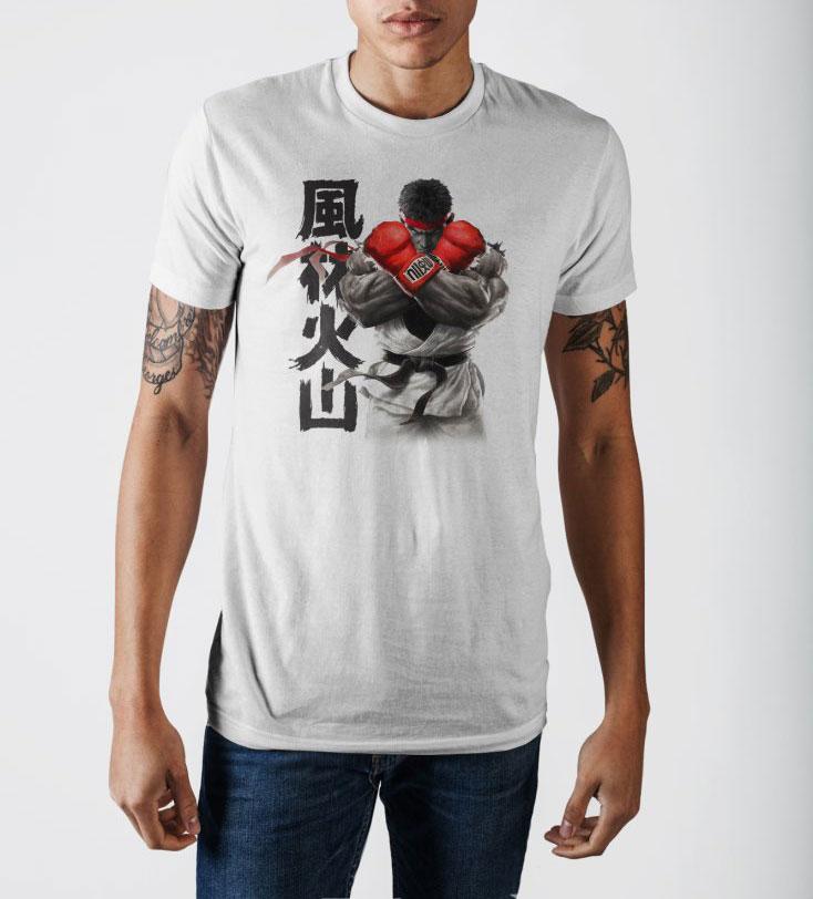 Capcom Street Fighter V Rise Up White Graphic Print T-Shirt