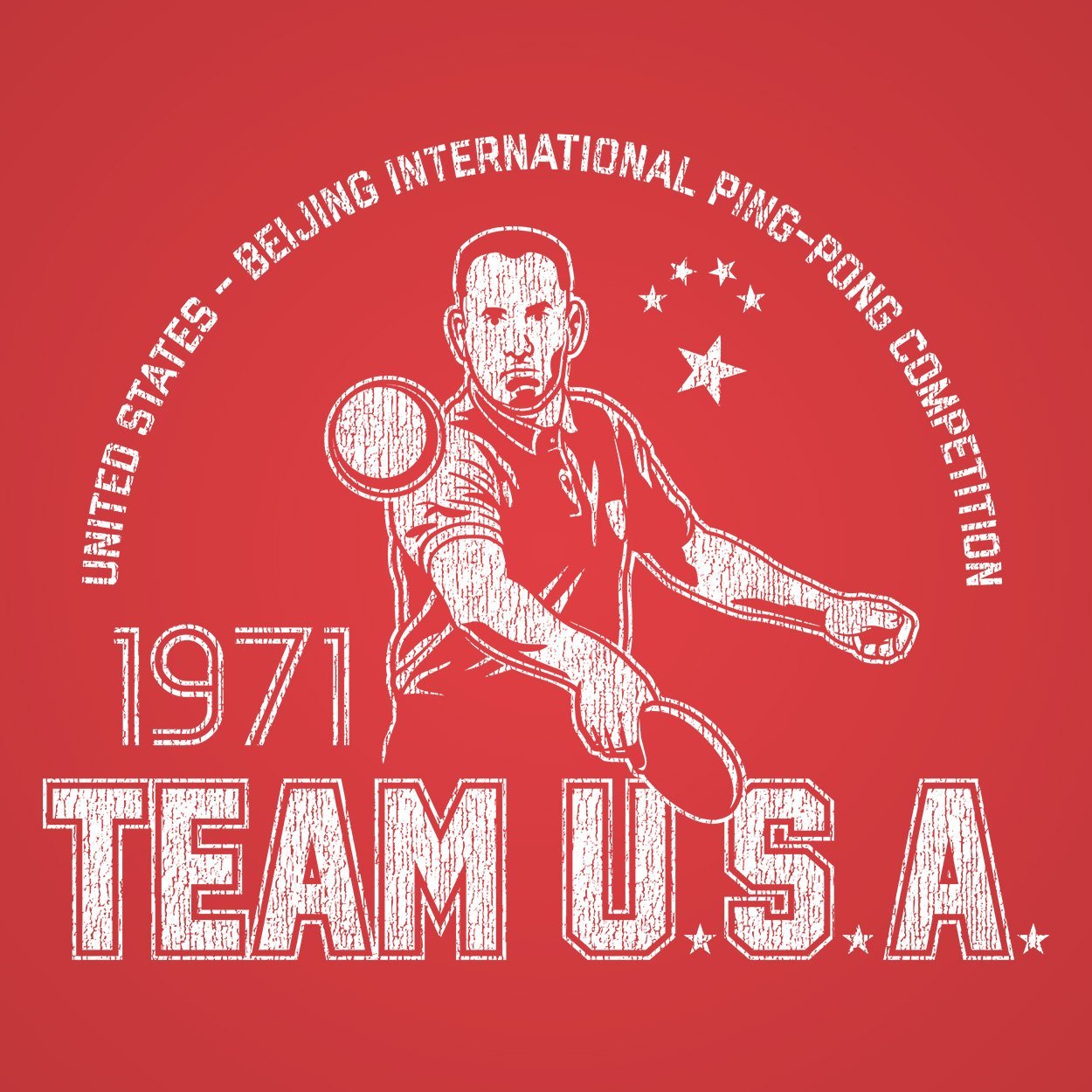 Gump Ping Pong Team Usa Men's Tri-Blend T-Shirt