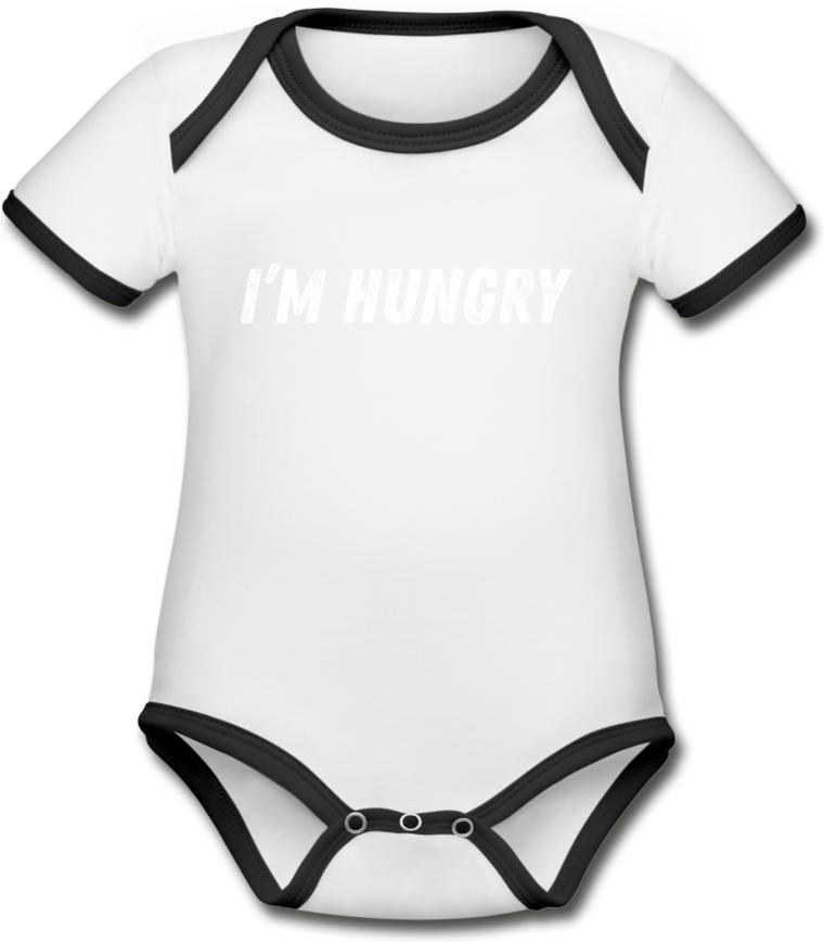 I’m hungry -Organic Contrast Short Sleeve Baby onesie - white/black