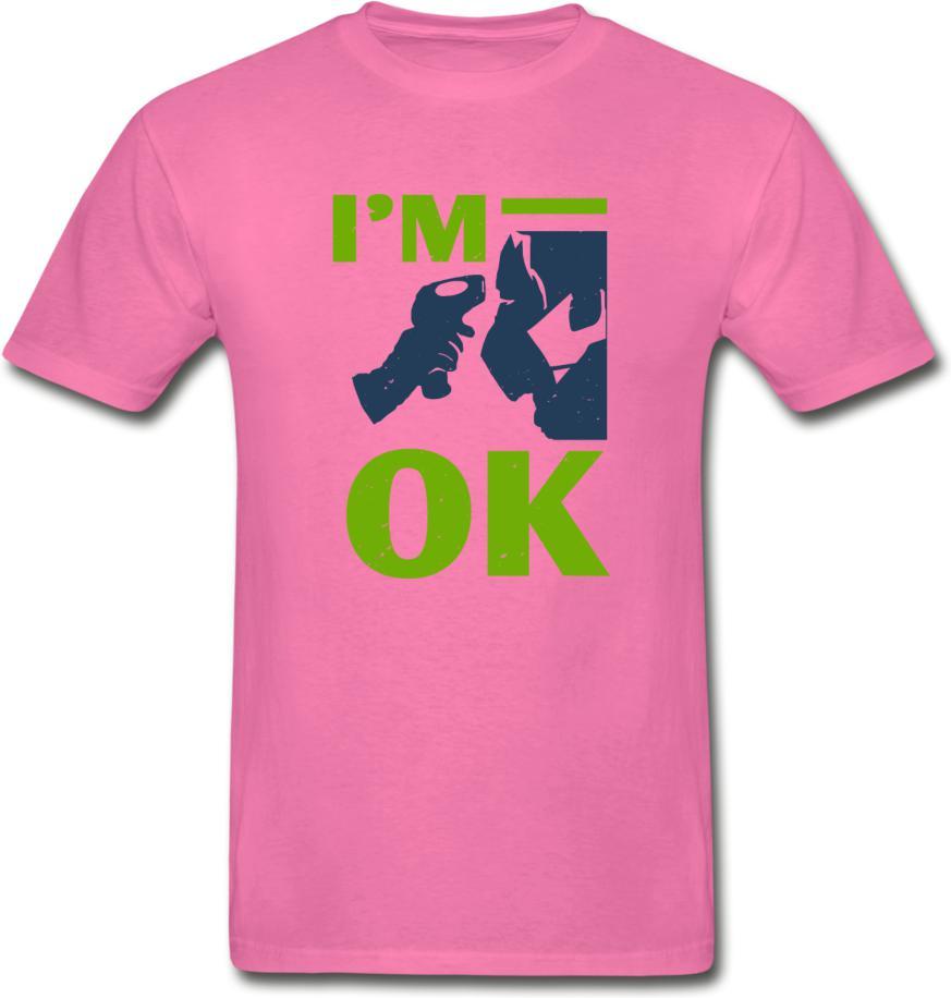I'm Ok- Hanes Adult Tagless T-Shirt - hot pink