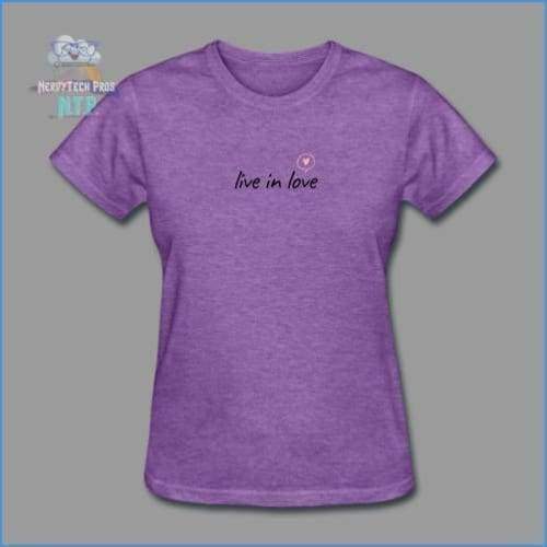 Live in love- premium womens valentines tee - purple heather / S - Womens T-Shirt