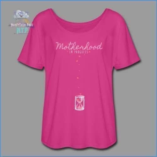 Motherhood in progress- womens flowy tee- maternity - dark pink / S - Womens Flowy T-Shirt