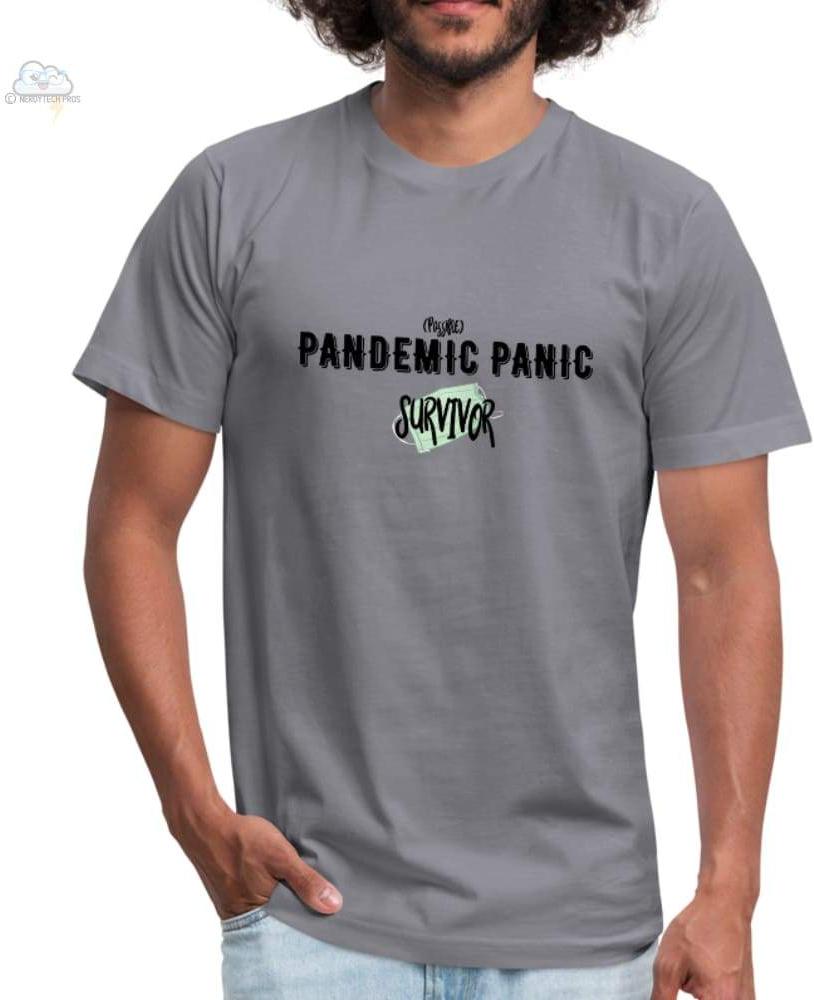 Pandemic Panic-Unisex Jersey T-Shirt - slate / S - Unisex Jersey T-Shirt by Bella + Canvas