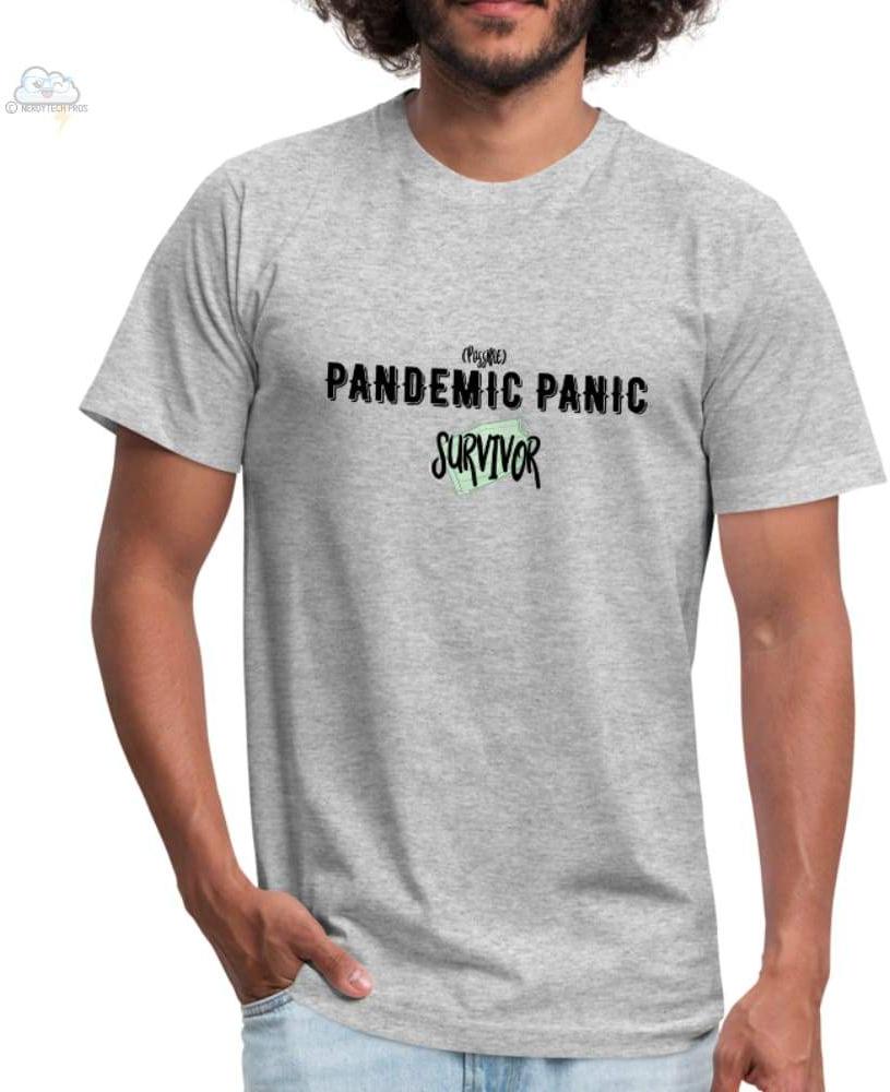 Pandemic Panic-Unisex Jersey T-Shirt - heather gray / S - Unisex Jersey T-Shirt by Bella + Canvas