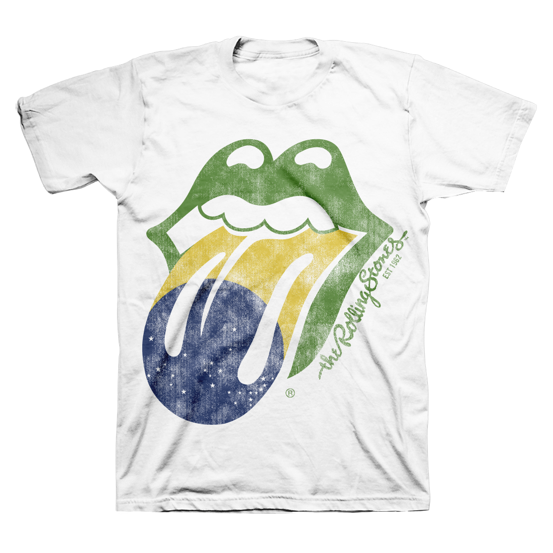 Rolling Stones Brazil Tongue Logo - Mens White T-Shirt