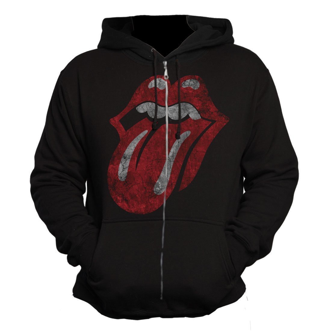 Rolling Stones | Distressed Tongue Zip Hoodie