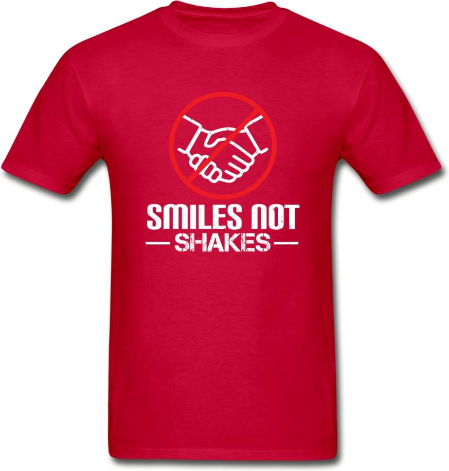 Smiles, Not Shakes- Hanes Adult Tagless T-Shirt - red