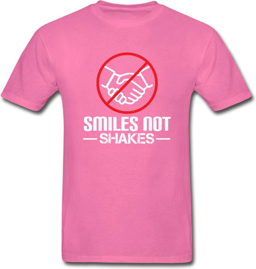 Smiles, Not Shakes- Hanes Adult Tagless T-Shirt - hot pink