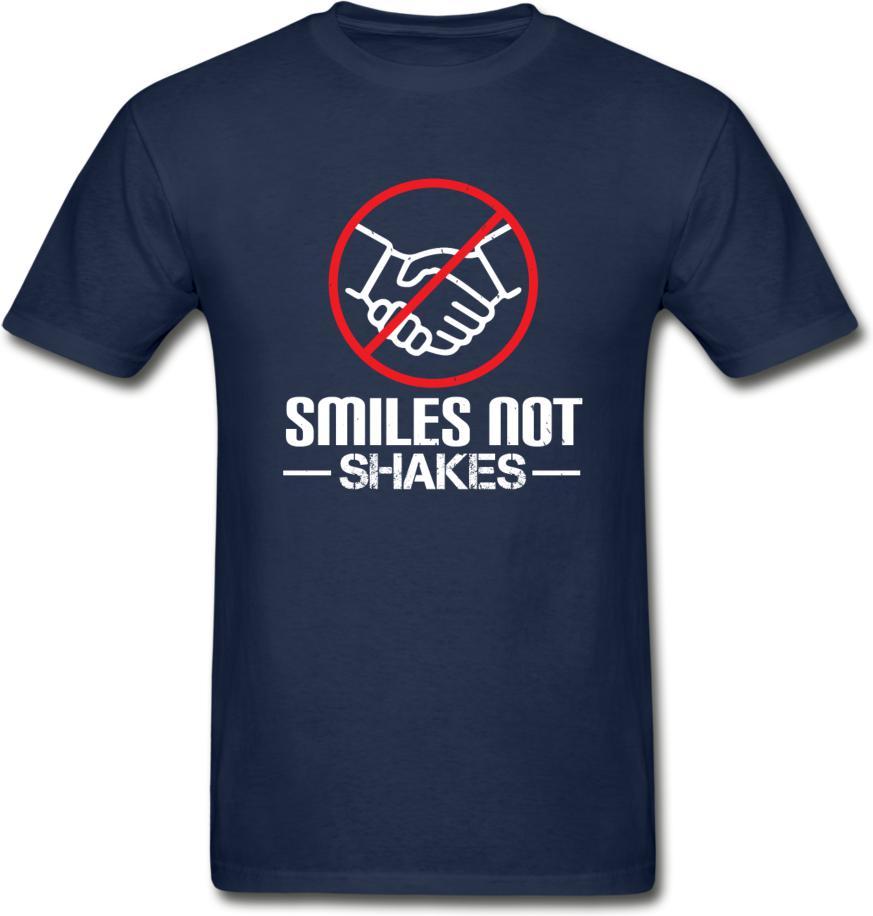 Smiles, Not Shakes- Hanes Adult Tagless T-Shirt - navy