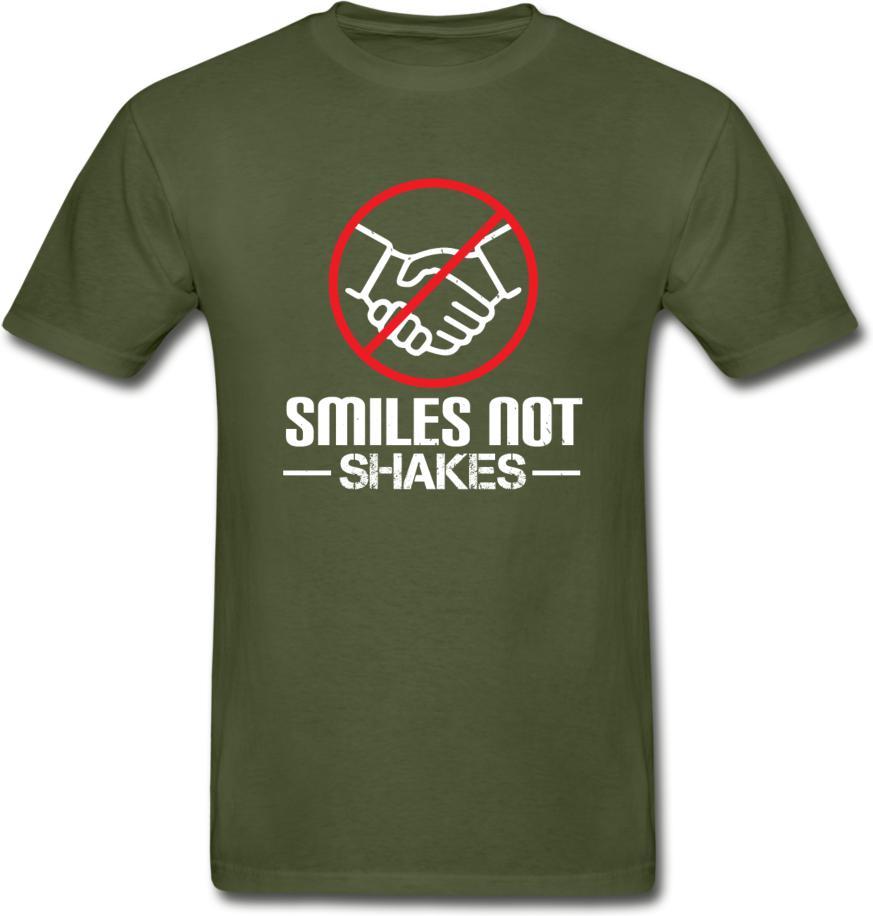 Smiles, Not Shakes- Hanes Adult Tagless T-Shirt - military green