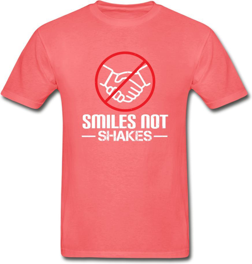 Smiles, Not Shakes- Hanes Adult Tagless T-Shirt - coral