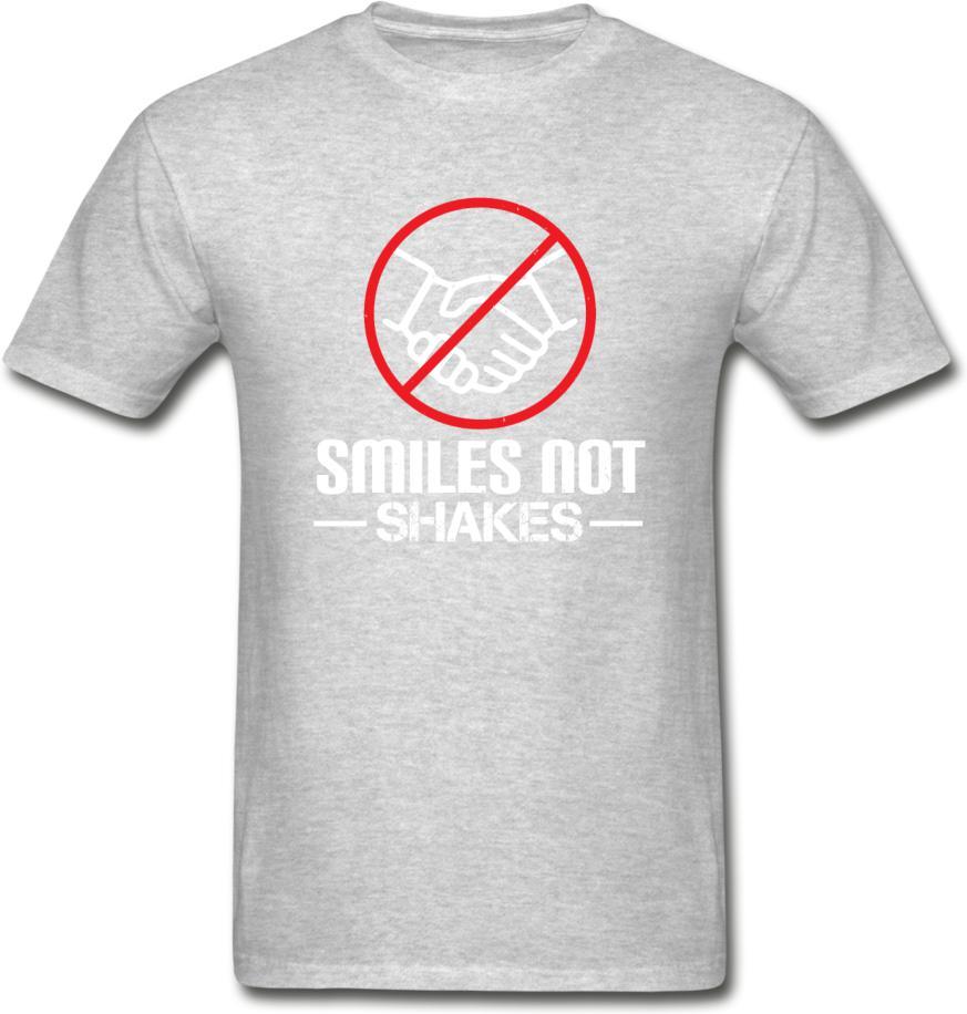 Smiles, Not Shakes- Hanes Adult Tagless T-Shirt - heather gray