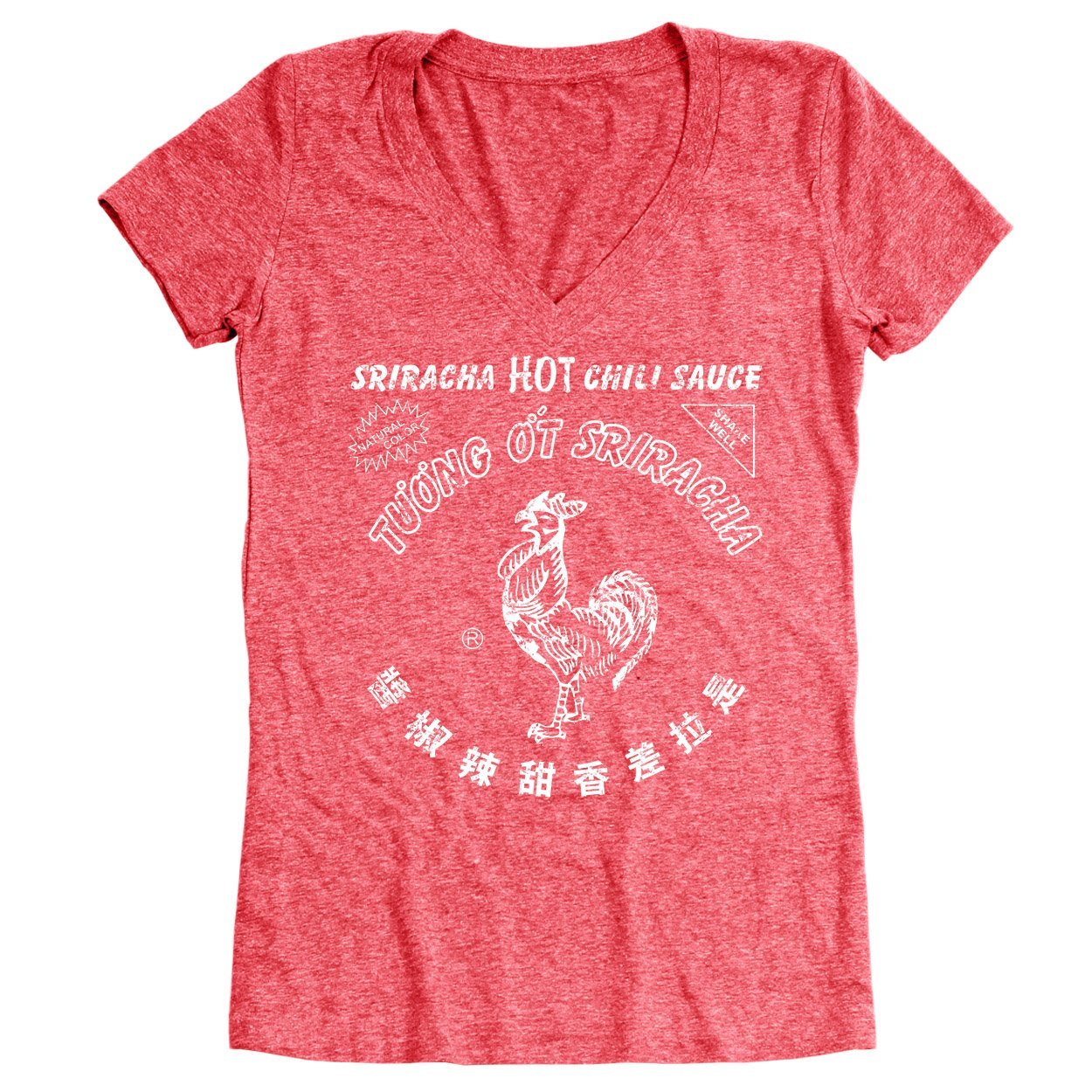Sriracha Hot Sauce Women's Relaxed Fit V-Neck Tri-Blend T-Shirt