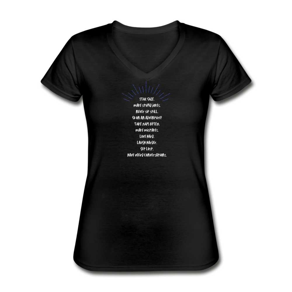 StarGazing with quote- Women's V-Neck T-Shirt - black