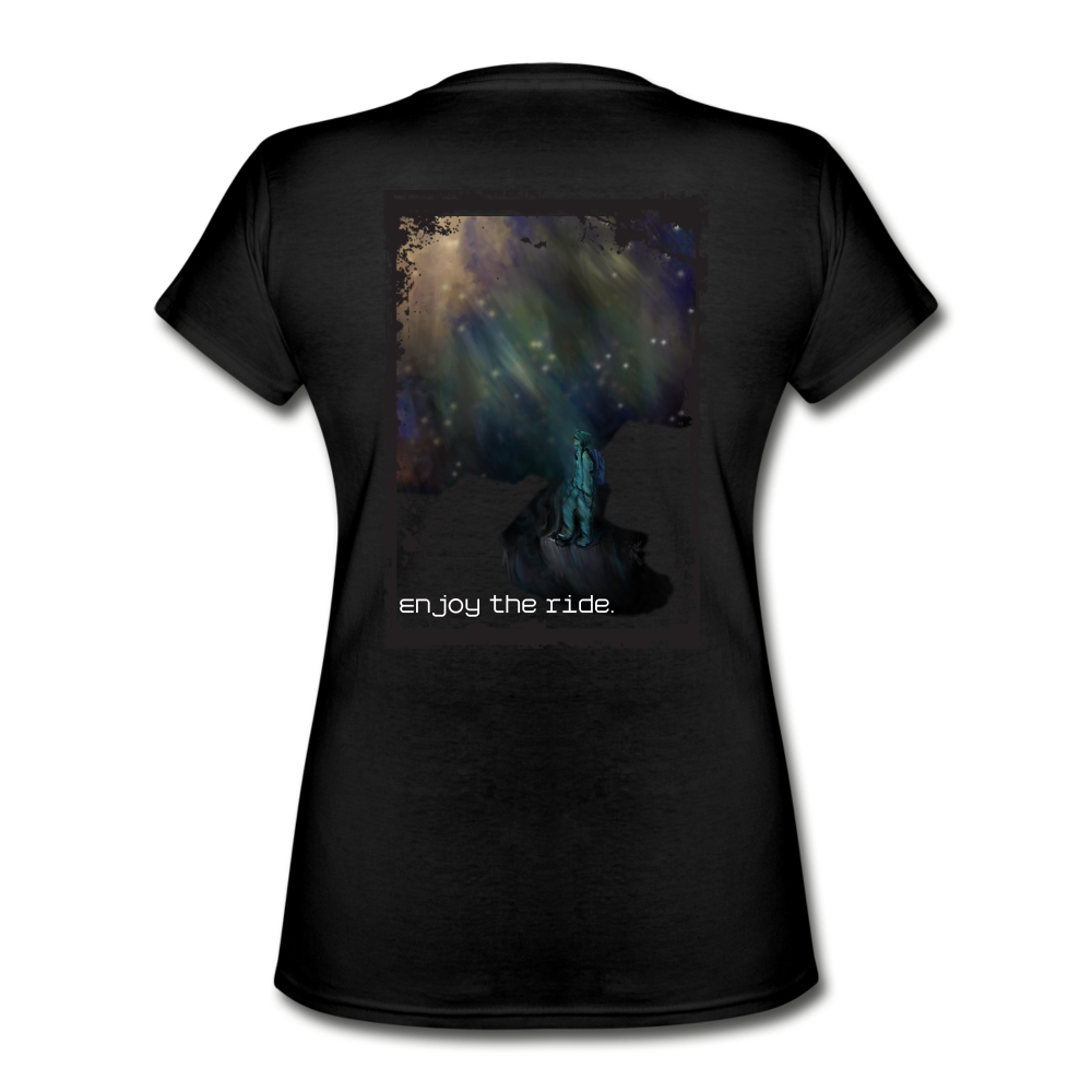 StarGazing with quote- Women's V-Neck T-Shirt - black