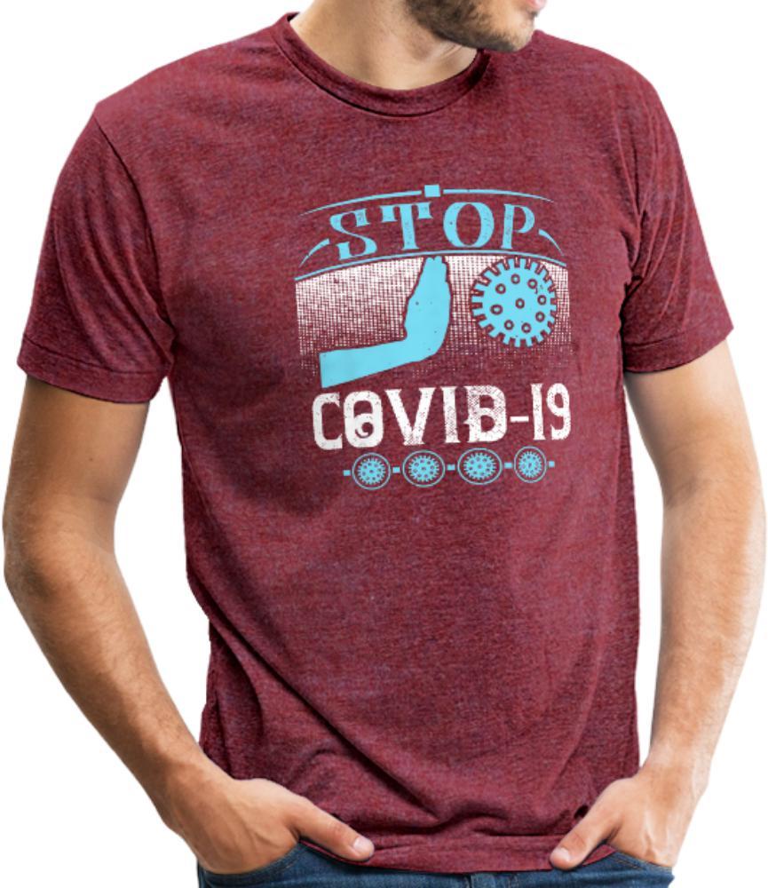 Stop Covid19- Unisex Tri-Blend T-Shirt - heather cranberry