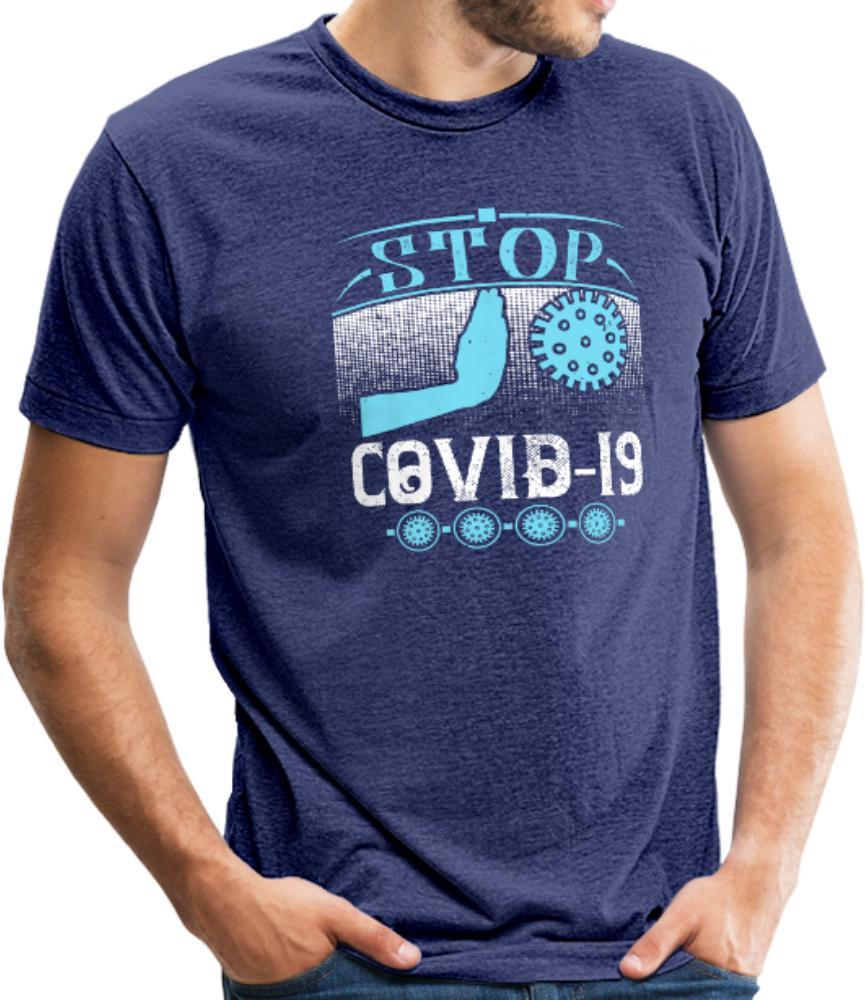 Stop Covid19- Unisex Tri-Blend T-Shirt - heather indigo
