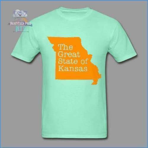 The Great State of Kansas- Adult Tagless T-Shirt - deep mint / S - Hanes Adult Tagless T-Shirt