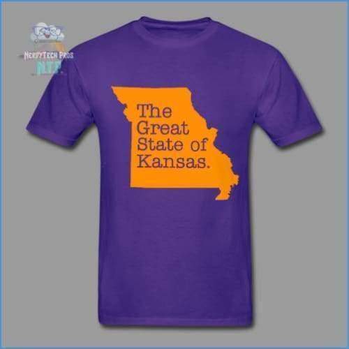 The Great State of Kansas- Adult Tagless T-Shirt - purple / S - Hanes Adult Tagless T-Shirt