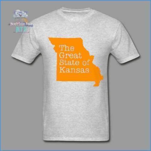 The Great State of Kansas- Adult Tagless T-Shirt - heather gray / S - Hanes Adult Tagless T-Shirt