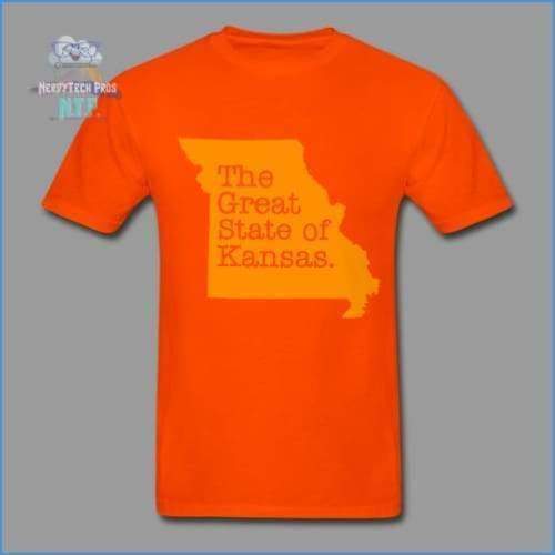 The Great State of Kansas- Adult Tagless T-Shirt - orange / S - Hanes Adult Tagless T-Shirt