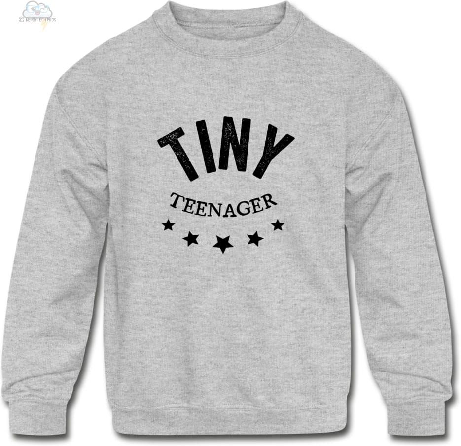 Tiny Teenager-Kids Crewneck Sweatshirt - heather gray / S - Kids Crewneck Sweatshirt