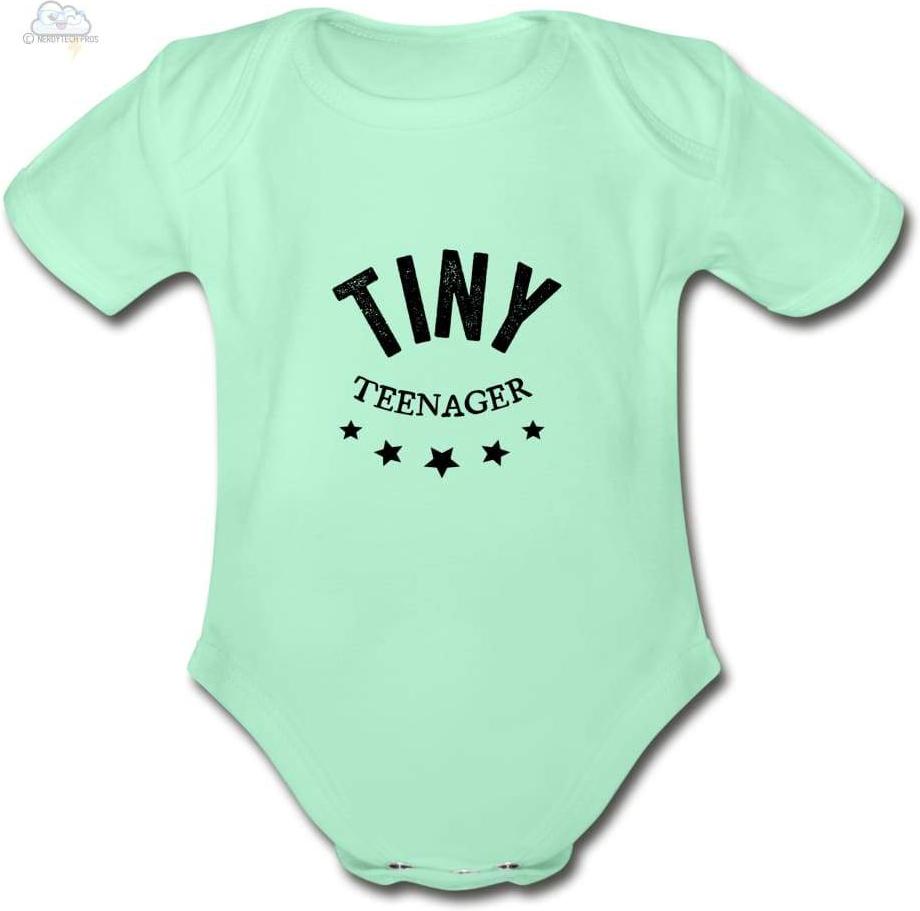 Tiny Teenager-Organic Short Sleeve Baby Bodysuit - light mint / Newborn - Organic Short Sleeve Baby Bodysuit