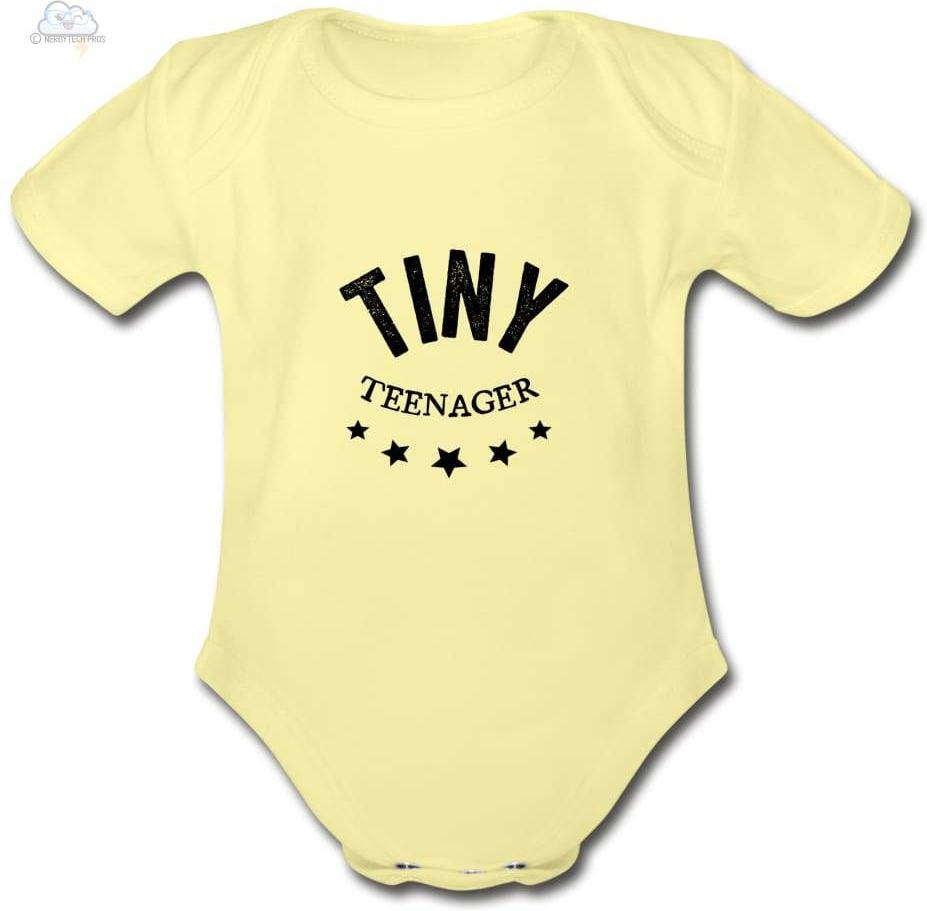 Tiny Teenager-Organic Short Sleeve Baby Bodysuit - washed yellow / Newborn - Organic Short Sleeve Baby Bodysuit