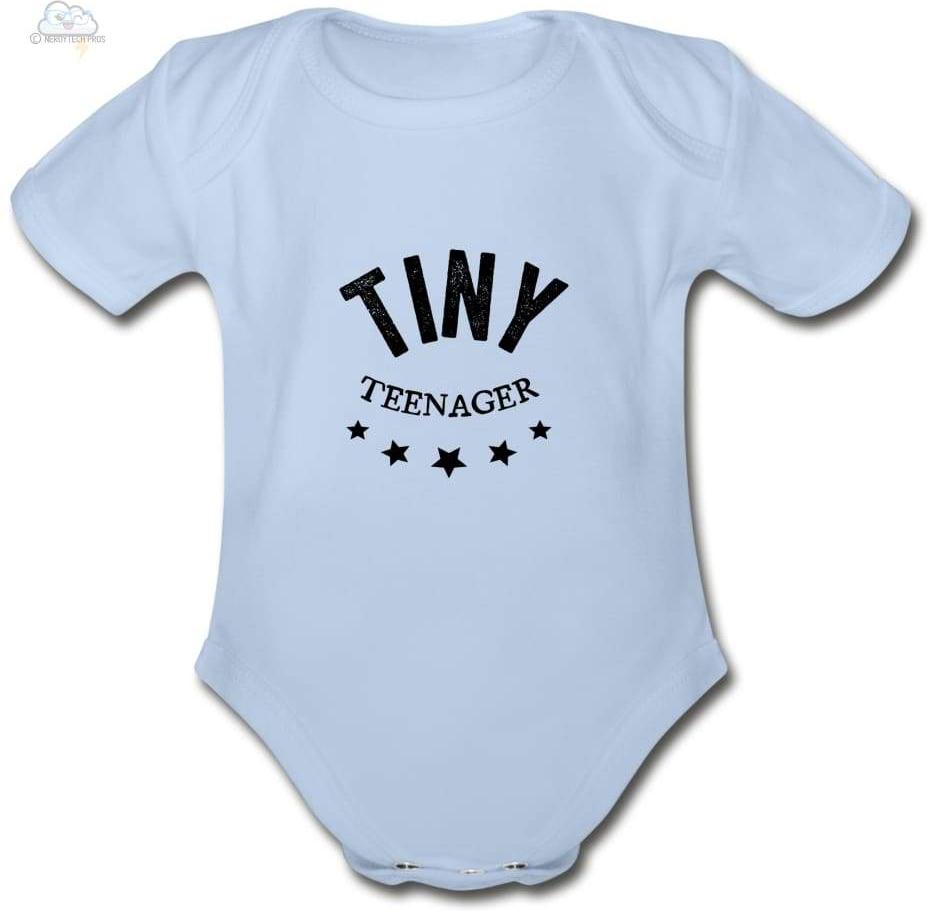 Tiny Teenager-Organic Short Sleeve Baby Bodysuit - sky / Newborn - Organic Short Sleeve Baby Bodysuit