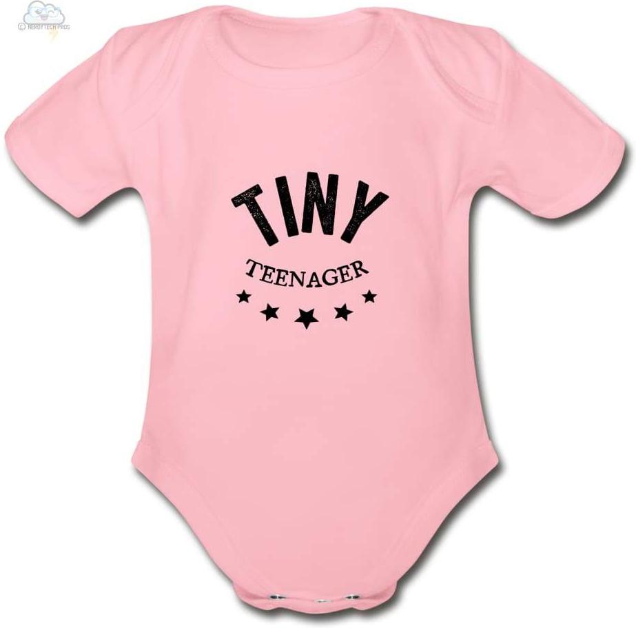 Tiny Teenager-Organic Short Sleeve Baby Bodysuit - light pink / Newborn - Organic Short Sleeve Baby Bodysuit