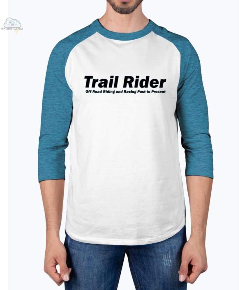 Trail Rider-American Apparel- 3/4 Sleeve Raglan Shirt - Wht/Neo Htr Blu / XS - Shirts