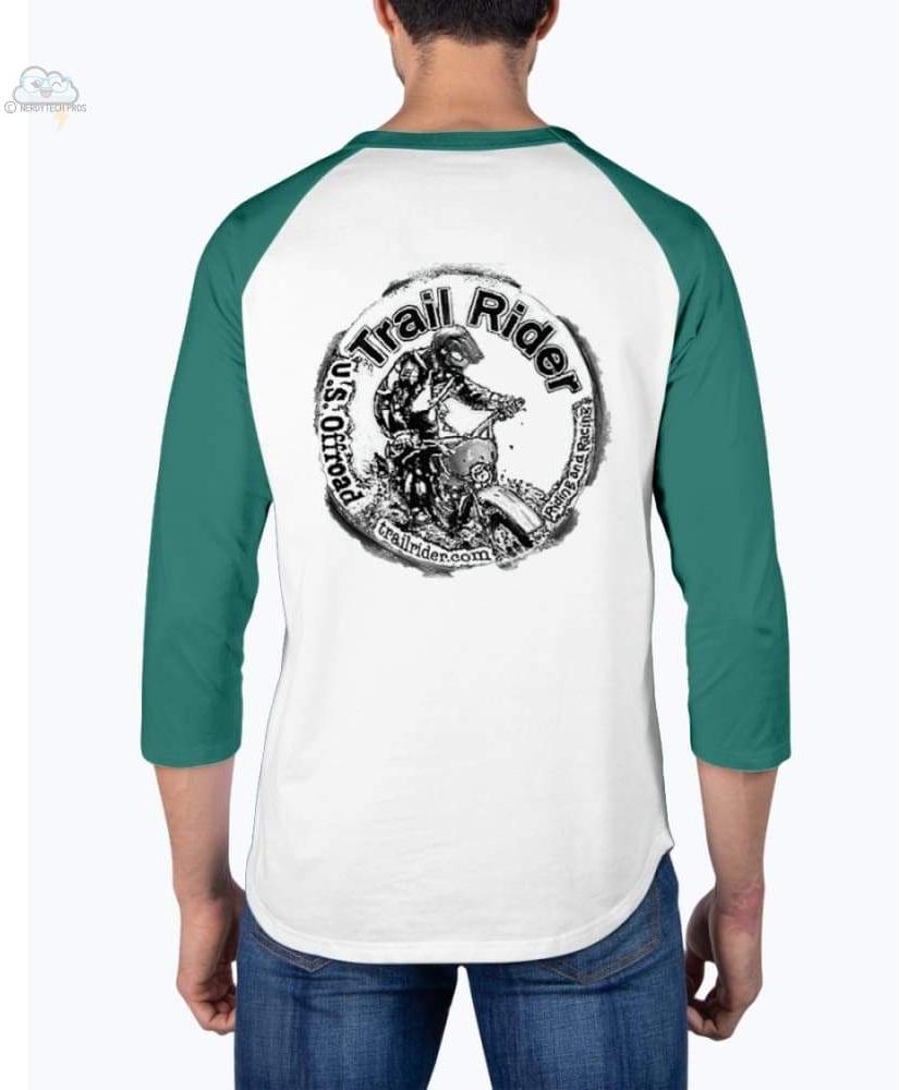 Trail Rider-American Apparel- 3/4 Sleeve Raglan Shirt - White/Evergreen / XS - Shirts
