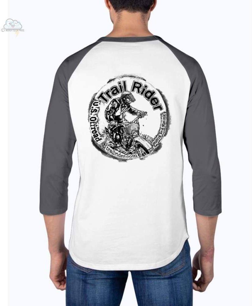 Trail Rider-American Apparel- 3/4 Sleeve Raglan Shirt - White/Asphalt / XS - Shirts