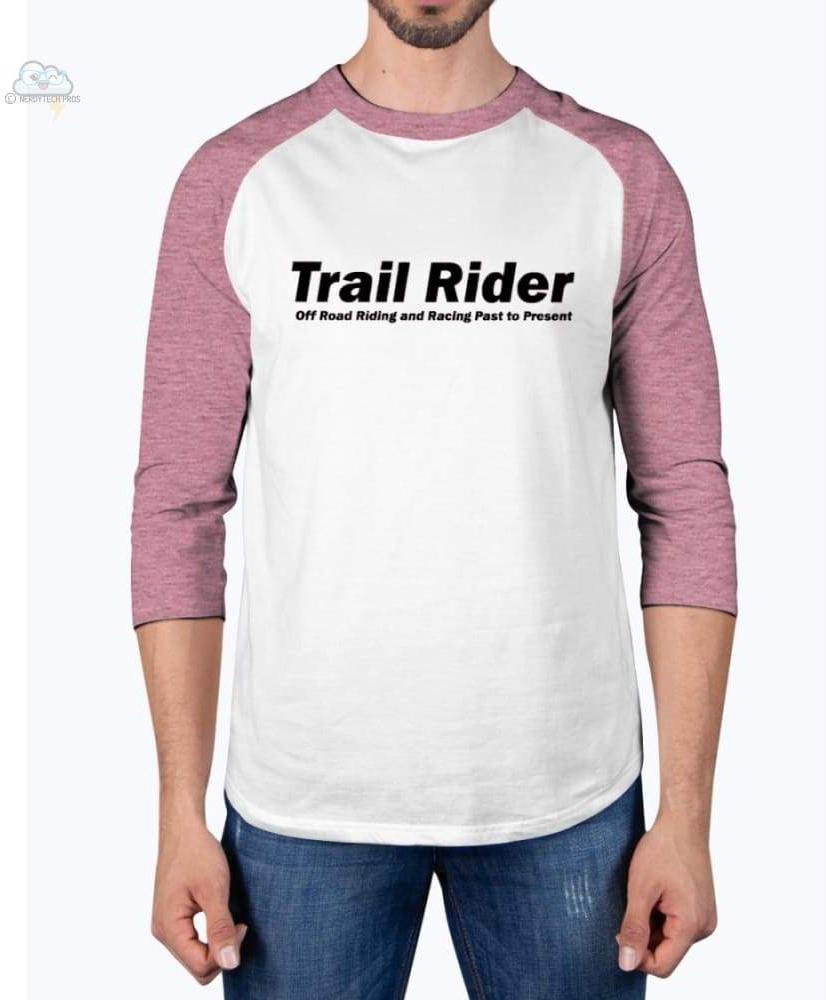 Trail Rider-American Apparel- 3/4 Sleeve Raglan Shirt - Wht/Neo Htr Pnk / XS - Shirts