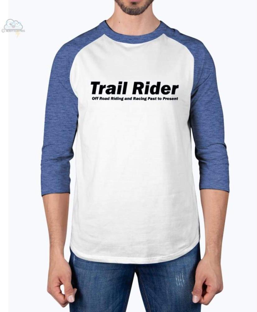 Trail Rider-American Apparel- 3/4 Sleeve Raglan Shirt - Wht/Hth Lke Blu / XS - Shirts