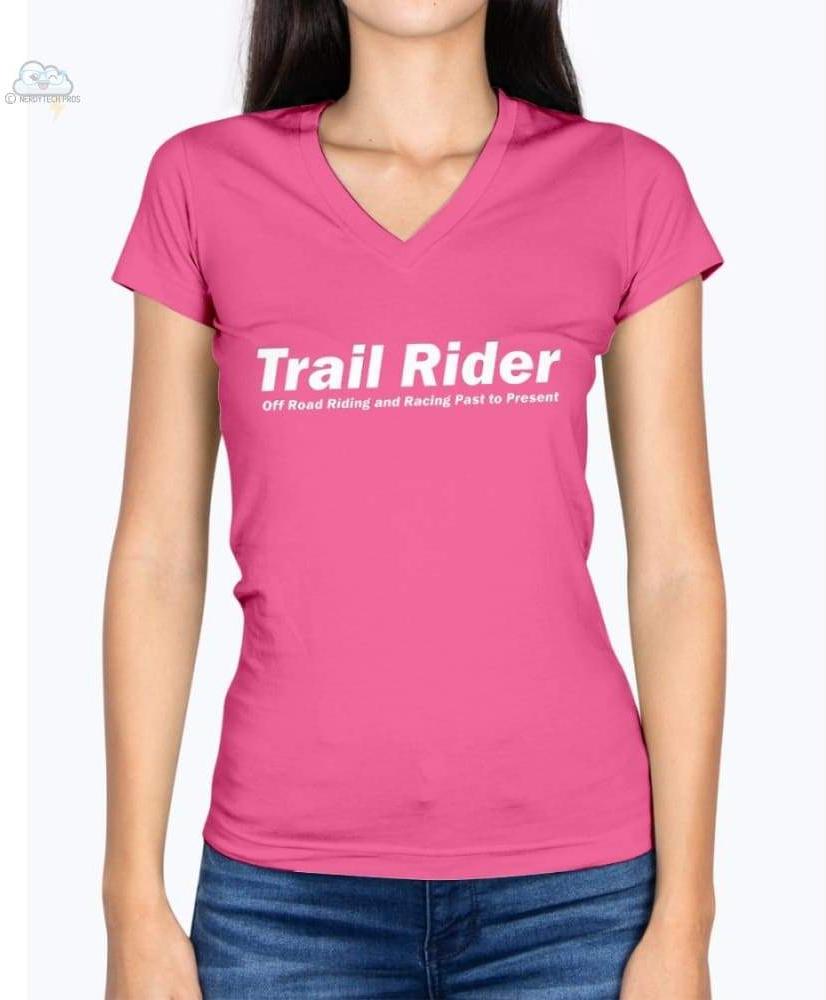 Trail Rider-Fruit of the Loom Ladies - V Neck Tee - Cyber Pink / S - Shirts