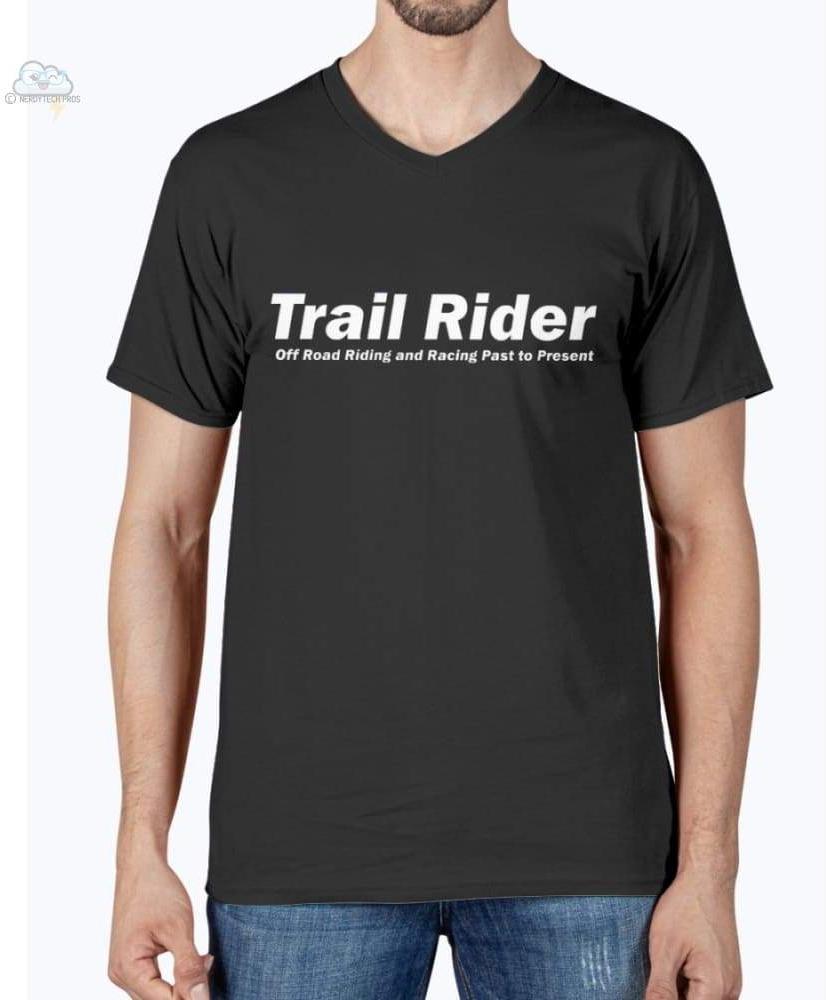 Trail Rider-Fruit of the Loom - Mens V-Neck T-Shirt - Black / S - Shirts