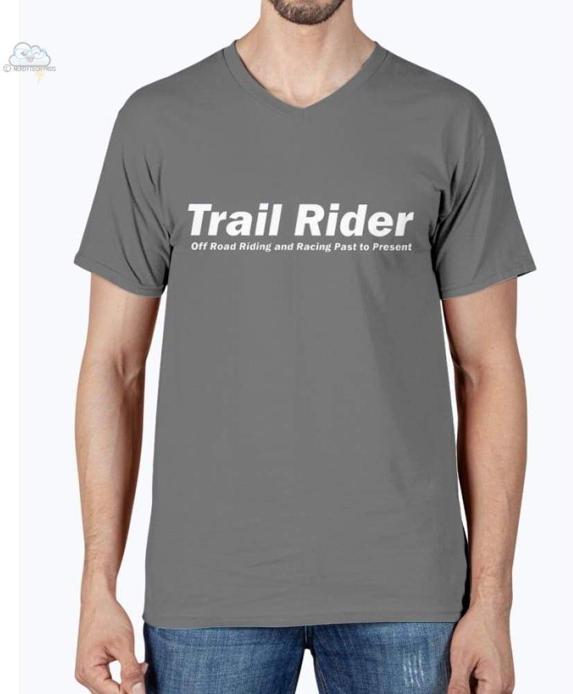 Trail Rider-Fruit of the Loom - Mens V-Neck T-Shirt - Charcoal Grey / S - Shirts
