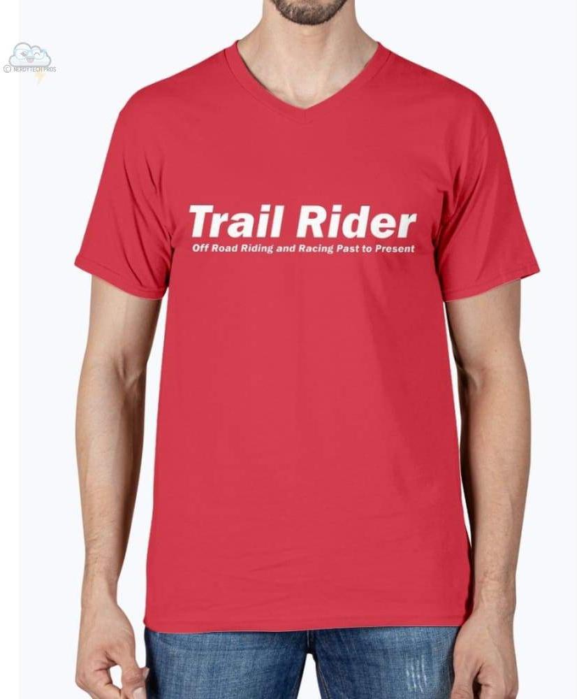 Trail Rider-Fruit of the Loom - Mens V-Neck T-Shirt - True Red / S - Shirts