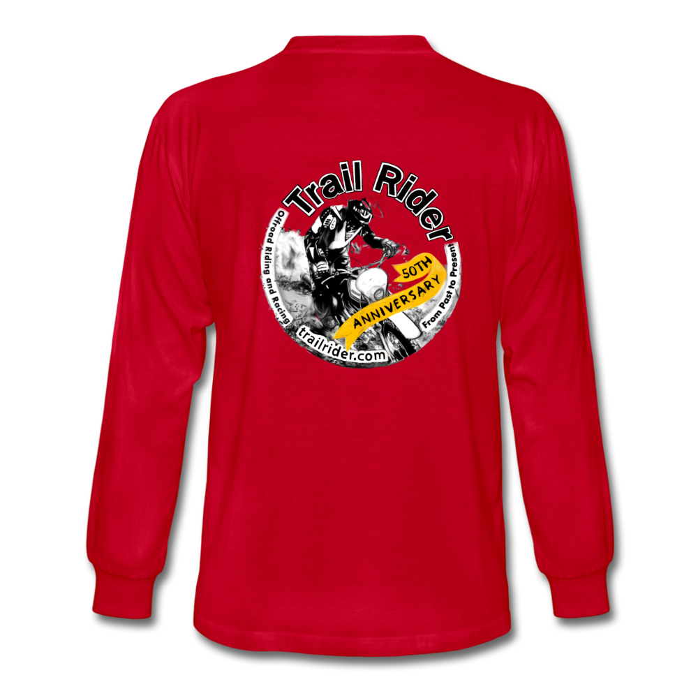 TrailRider 50th Anniversary- Men's Long Sleeve T-Shirt(fruit of the loom brand) - red