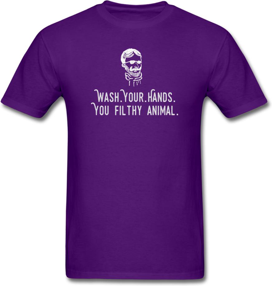Wash Your Hands, you filthy animal-Mens/ Unisex Tee - purple