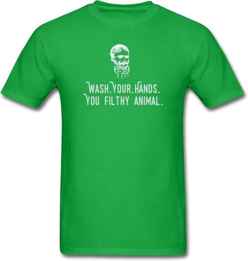 Wash Your Hands, you filthy animal-Mens/ Unisex Tee - bright green